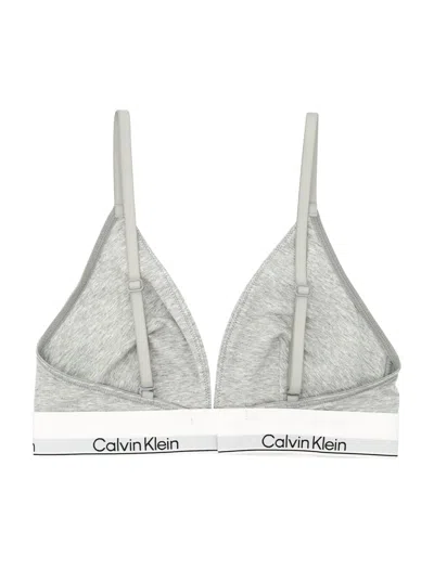 Calvin Klein Icon Cotton Modal Unlined Triangle Bralette In Gray