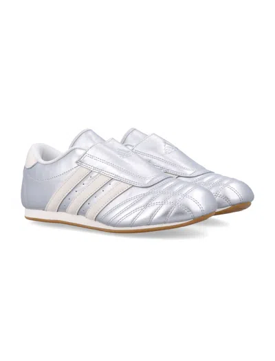 Adidas Originals Three-stripe Metallic-leather Sneakers In Silver