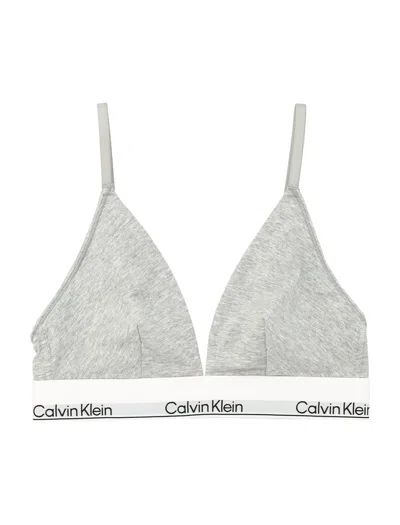 Calvin Klein Icon Cotton Modal Unlined Triangle Bralette In Gray