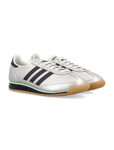Adidas Originals Sl 72 Og Three-stripe Metallic-leather Sneakers In Silver