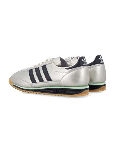 Adidas Originals Sl 72 Og Three-stripe Metallic-leather Sneakers In Silver