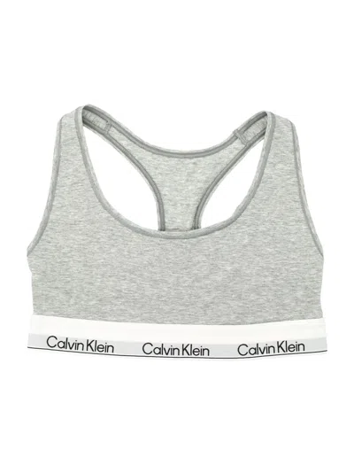 Calvin Klein Icon Cotton Modal Unlined Bralette In Gray