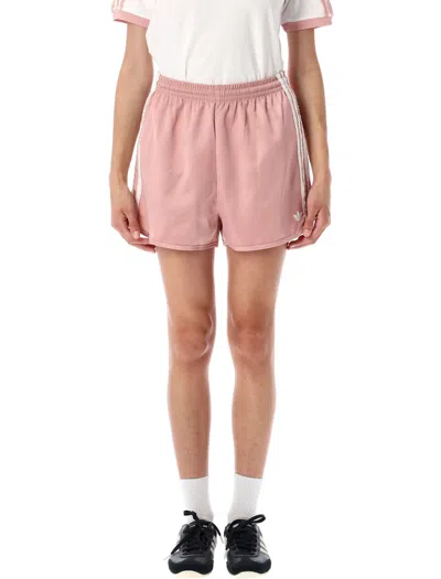 Adidas Originals Satin Ruffled 3-stripes Shorts In Pink