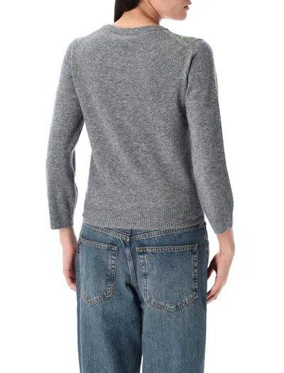 Ganni Argyle-pattern Logo-embroidered Cardigan In Multi