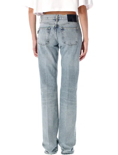 Haikure Trousers With Belt Loops And Contrast Stitching In Blue