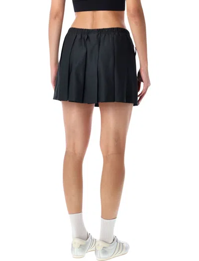 Adidas Originals Pleated Mini Skirt With Drawstring In Black