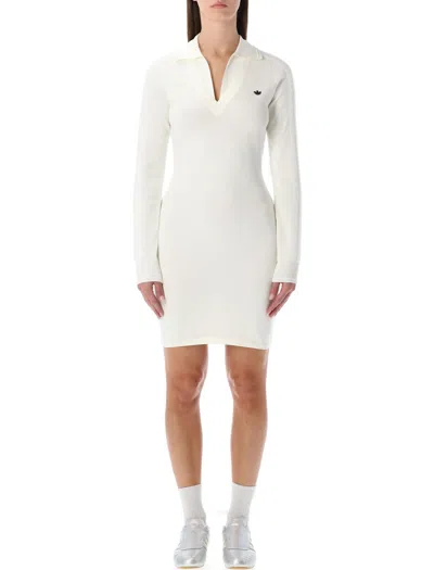 Adidas Originals White Ribbed Mini Dress In White