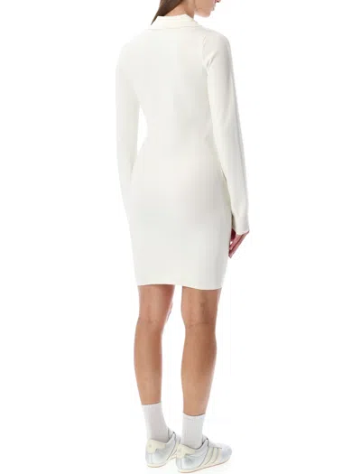 Adidas Originals White Ribbed Mini Dress In White
