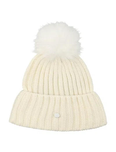 Goldbergh Una Beanie With Pompon In Chunky Knit In Neutral