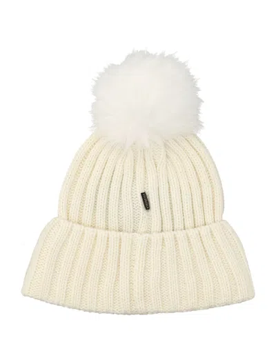 Goldbergh Una Beanie With Pompon In Chunky Knit In Neutral