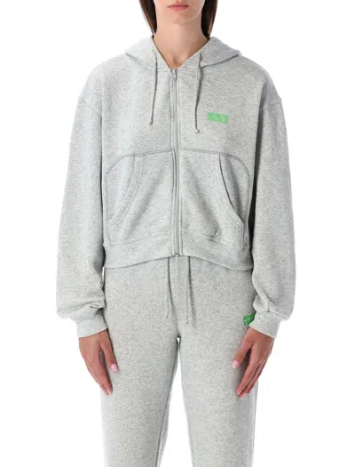 American Vintage Casual Zip Hoodie With Drawstring And Pockets In Gray