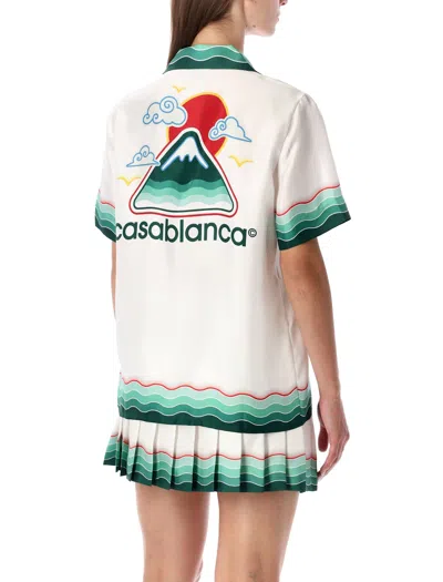 Casablanca Multicolour Montagne Ondulée Silk Short-sleeve Shirt In White