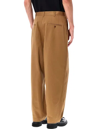 Junya Watanabe Pleated Front Chino Trousers And Pockets In Brown