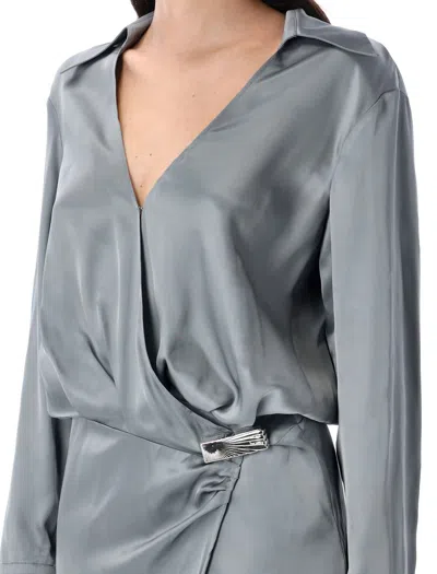 Attico Abito In Raso Grigio Scuro  Donna In Gray