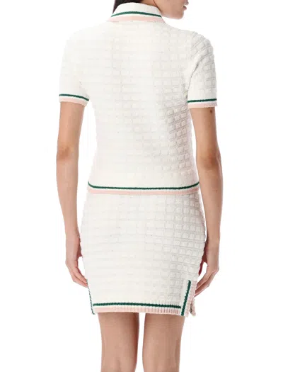 Casablanca Cotton Bouclé Polo Shirt In White