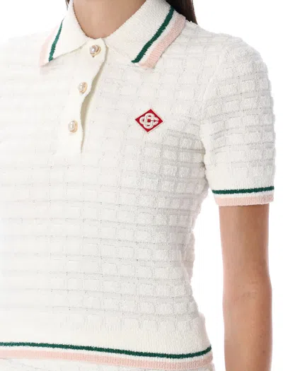 Casablanca Cotton Bouclé Polo Shirt In White