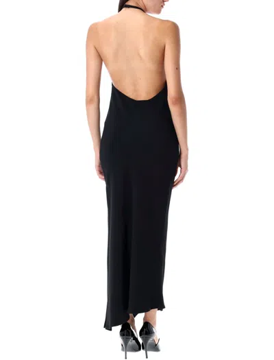 Attico Black Halterneck Midi Dress In Black