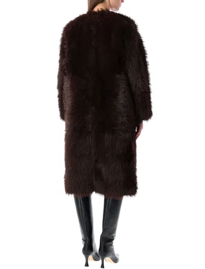 Urbancode Brown Shearling With Hidden Front Fastening In Faux Fur Woman In Brown