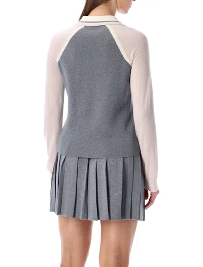 Casablanca Long Sleeve Tennis Polo Shirt In Gray