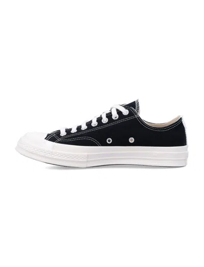 Comme Des Garçons Canvas Sneakers With Contrast Heart Print In Black