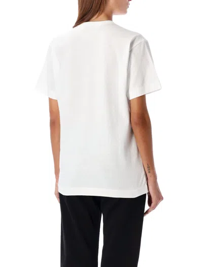 Comme Des Garçons Play Three Hearts T-shirt In White