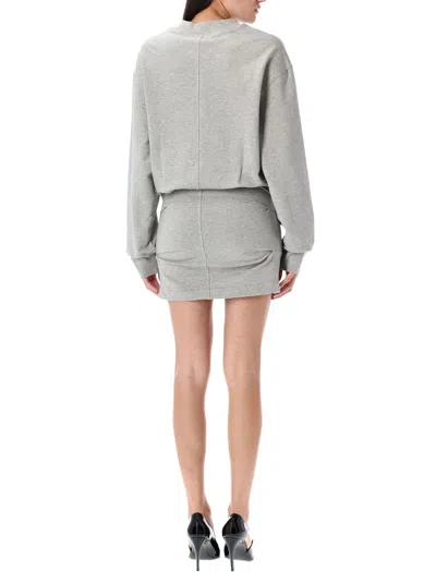 Attico Light American Fleece Mini Dress In Gray