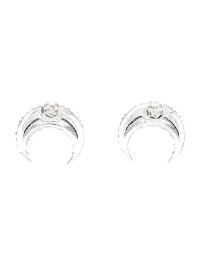 Marine Serre Moon Strass Earring Small In Silver
