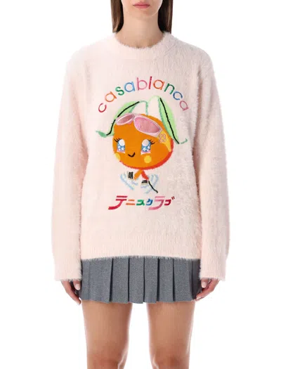 Casablanca Character Intarsia Knit Sweater In Pink