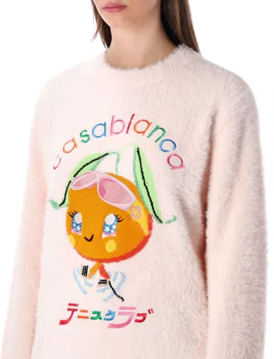 Casablanca Character Intarsia Knit Sweater In Pink