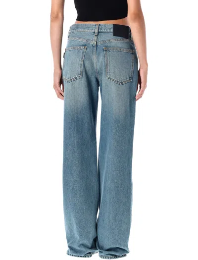 Haikure Korea Rigid Mid-rise Flared-leg Jeans In Blue