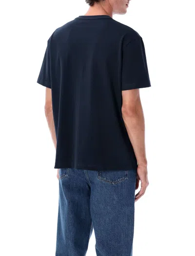 Apc A.p.c. A.p.c. Blue T-shirt With Embroidered Logo In Blue