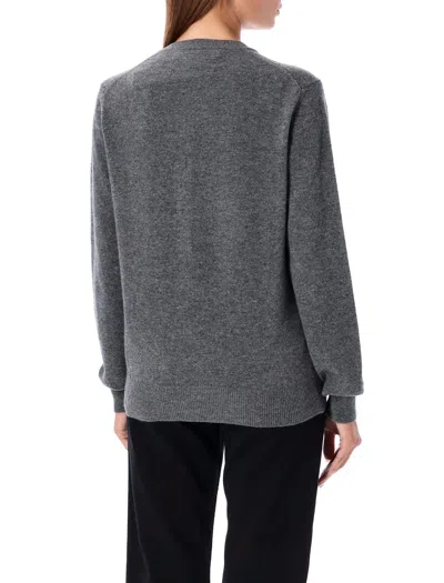 Comme Des Garçons Play Cardigan Round Collar Crystal Heart Red In Gray