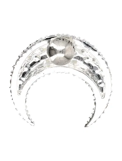 Marine Serre Moon Strass Earring Large In Silver