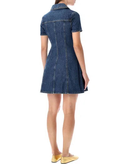 Self-portrait Belted Denim Mini Dress In Blue