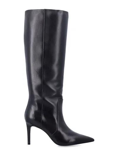Stuart Weitzman Knee High Stiletto Pointed Toe Boot In Black