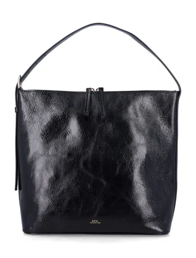 Apc A.p.c. Vera Crinkle Leather Shoulder Bag In Black