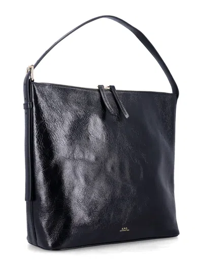 Apc A.p.c. Vera Crinkle Leather Shoulder Bag In Black