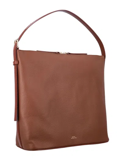 Apc A.p.c. Vera Leather Bag With Adjustable Strap In Brown