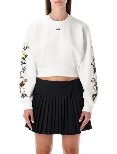 Off-white Floral Graphic Long Sleeve Top In White