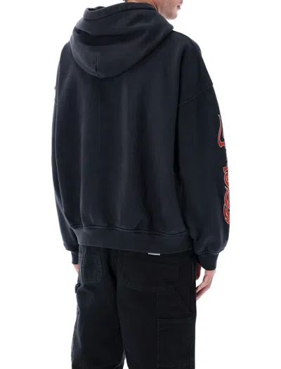 Rhude Stallion Logo-print Hooded Cotton Sweatshirt In Blue