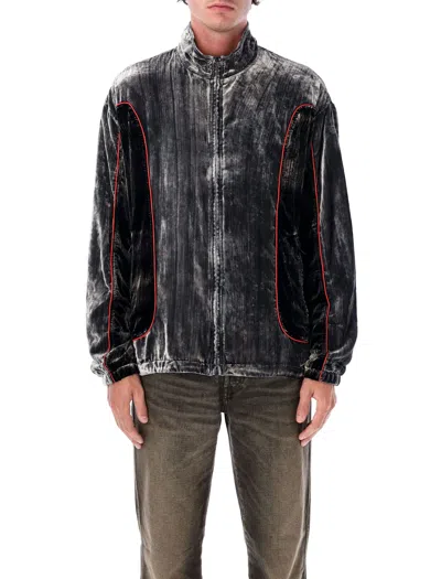 Diesel Track Jacket In Treated Velvet In Multi