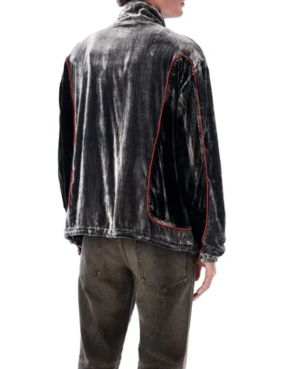 Diesel Track Jacket In Treated Velvet In Multi