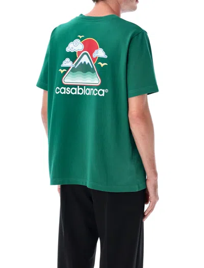 Casablanca Montagne Ondulee Crewneck T-shirt In Green