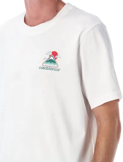 Casablanca Montagne Ondulée Logo-print Cotton-jersey T-shirt In White