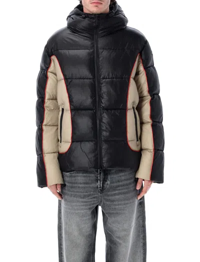 Diesel W-ostend Impactful Color-block Puffer Jacket In Multi