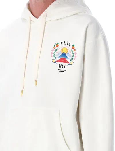 Casablanca Text Hoodie With Drawstring And Pocket In White