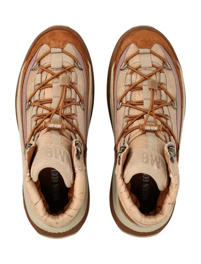 Moon Boot Moon247 Brown And Beige Xlace Mid Sneakers In Brown
