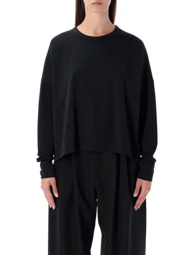 Studio Nicholson Long Sleeve Crew Neck Relaxed Top In Black