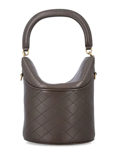 Saint Laurent Gaby Quilted Lambskin Bucket Bag In Brown