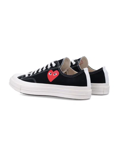 Comme Des Garçons Canvas Sneakers With Contrast Heart Print In Black